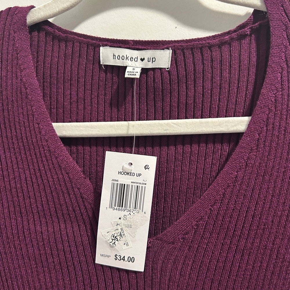 Hooked Up Purple Ribbed Long Sleeve Top - Picture 4 of 5